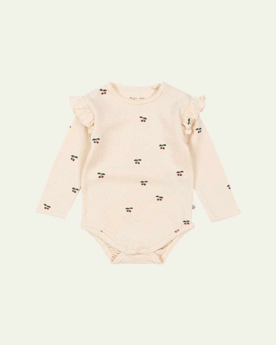 Girl's Sui Cherry-Print Bodysuit, Size 9M-3